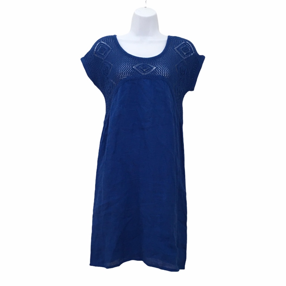 Comptoir Des Cotonniers Linen Crochet Shift Dress Small - Picture 4 of 8